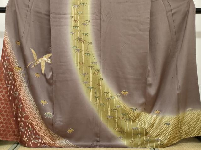 平和屋着物●訪問着　笹竹文　暈し染め　金彩　正絹　逸品　DAAY5093ud