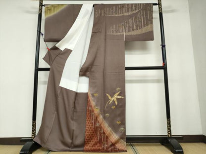 平和屋着物●訪問着　笹竹文　暈し染め　金彩　正絹　逸品　DAAY5093ud
