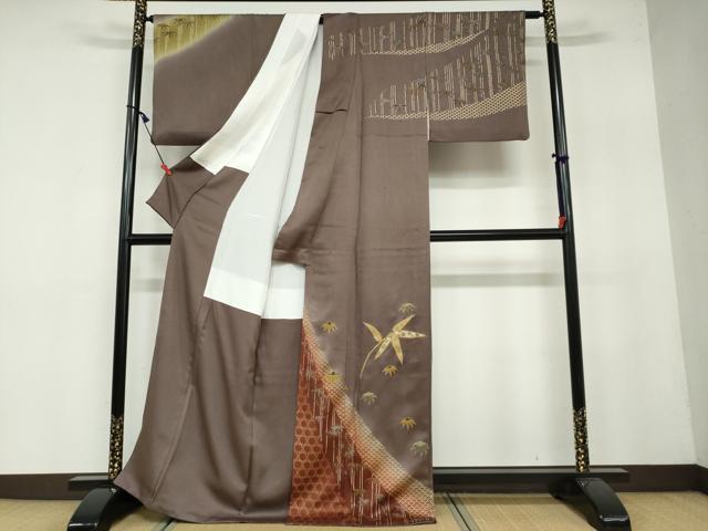 平和屋着物●訪問着　笹竹文　暈し染め　金彩　正絹　逸品　DAAY5093ud