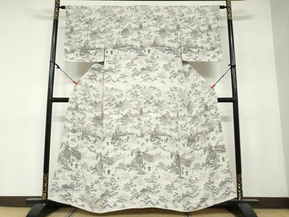 平和屋着物●訪問着 人物風景文 金彩 反端付き 正絹 逸品 DAAY5112ud