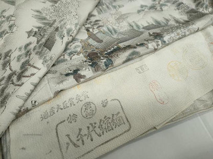 平和屋着物●訪問着 人物風景文 金彩 反端付き 正絹 逸品 DAAY5112ud