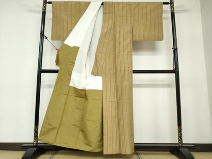 平和屋着物●上質な紬　変わり縞　正絹　逸品　DAAY5134ud