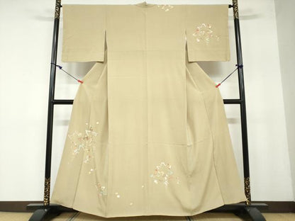 平和屋着物●訪問着 駒刺繍 草花文 正絹 逸品 DAAY5138ud