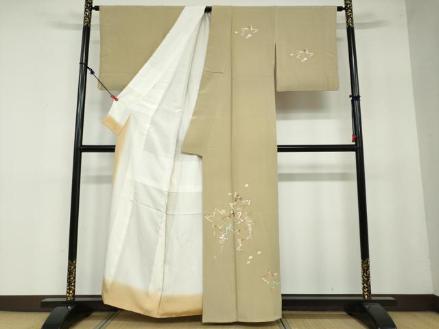 平和屋着物●訪問着 駒刺繍 草花文 正絹 逸品 DAAY5138ud