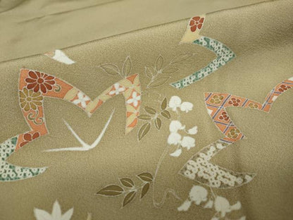 平和屋着物●訪問着 駒刺繍 草花文 正絹 逸品 DAAY5138ud