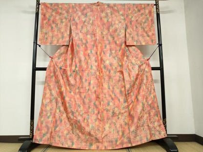 平和屋着物●上質な紬 流水草花文 正絹 逸品 未使用 DAAY5140ud
