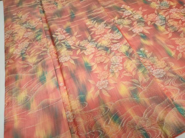 平和屋着物●上質な紬 流水草花文 正絹 逸品 未使用 DAAY5140ud