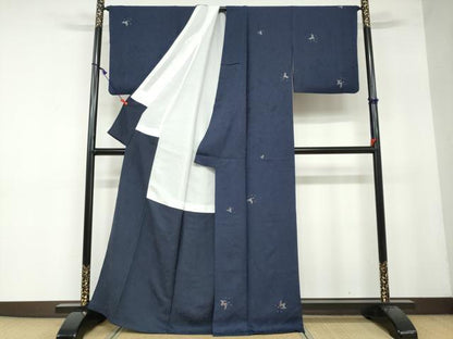 平和屋着物●上質な小紋 総刺繍 舞葉文 金銀糸 正絹 逸品 DAAY5146ud