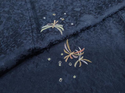 平和屋着物●上質な小紋 総刺繍 舞葉文 金銀糸 正絹 逸品 DAAY5146ud