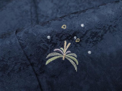 平和屋着物●上質な小紋 総刺繍 舞葉文 金銀糸 正絹 逸品 DAAY5146ud