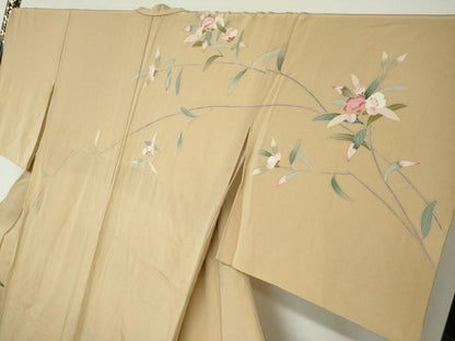 平和屋着物●訪問着　友禅　作家物　渡橋風景草花文　暈し染め　正絹　逸品　DAAY5153ud