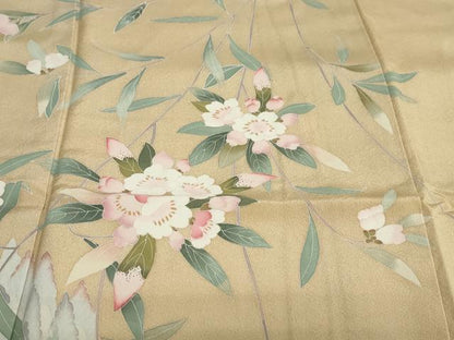 平和屋着物●訪問着　友禅　作家物　渡橋風景草花文　暈し染め　正絹　逸品　DAAY5153ud