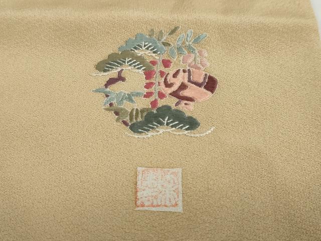 平和屋着物●訪問着　友禅　作家物　渡橋風景草花文　暈し染め　正絹　逸品　DAAY5153ud
