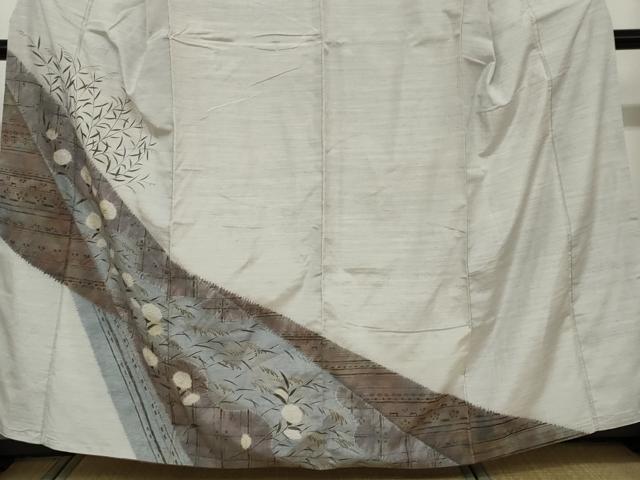平和屋着物●訪問着　紬地　絞り　秋草文　正絹　逸品　DAAY5166ud