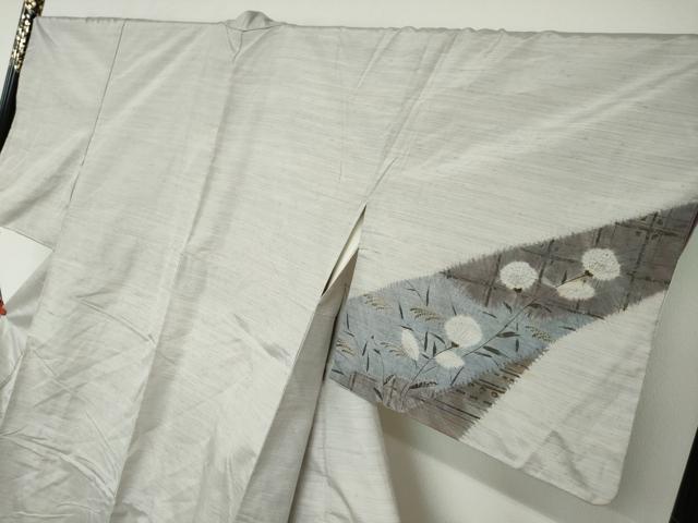 平和屋着物●訪問着　紬地　絞り　秋草文　正絹　逸品　DAAY5166ud