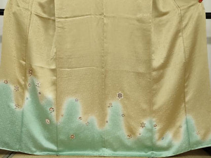 平和屋着物●訪問着　駒刺繍　抽象草花文　暈し染め　金彩　正絹　逸品　DAAY5174ud