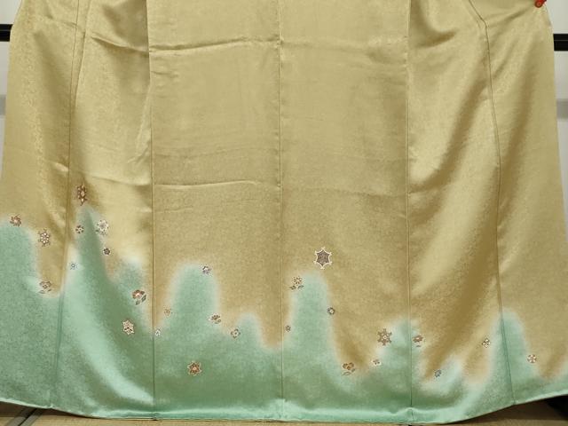 平和屋着物●訪問着　駒刺繍　抽象草花文　暈し染め　金彩　正絹　逸品　DAAY5174ud