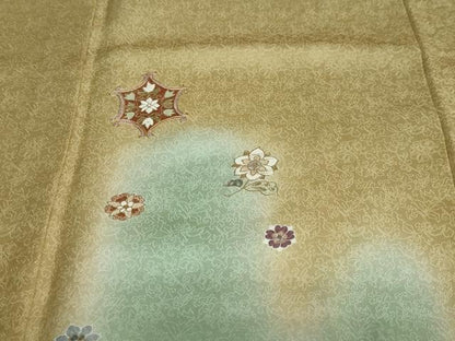 平和屋着物●訪問着　駒刺繍　抽象草花文　暈し染め　金彩　正絹　逸品　DAAY5174ud