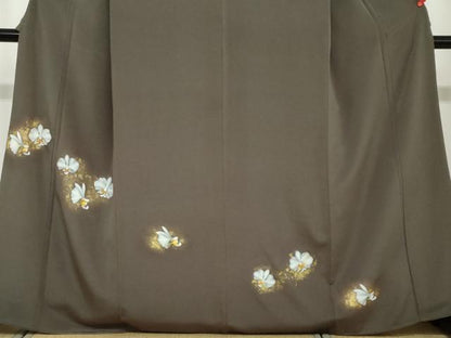 平和屋着物●豪華色留袖 舞花文 金彩 正絹 逸品 DAAY5177ud