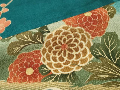 平和屋着物●豪華振袖 駒刺繍 孔雀草花文 暈し染め 金彩 正絹 逸品 DAAY5183ud