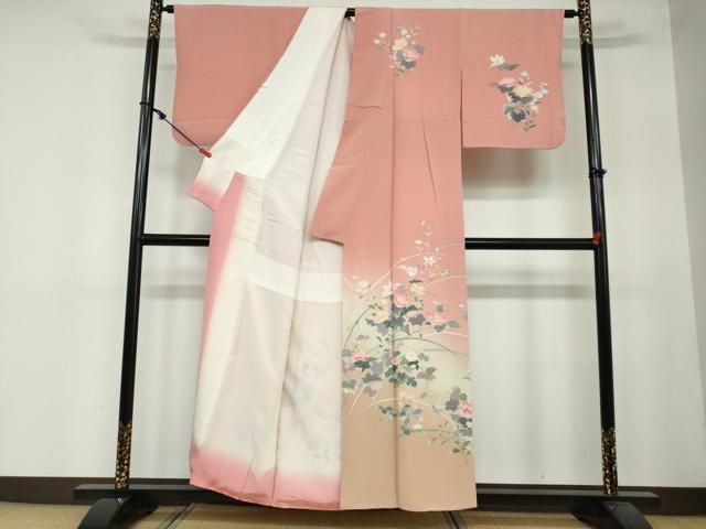 平和屋着物●訪問着　友禅　作家物　草花文　暈し染め　正絹　逸品　DAAY5221ud