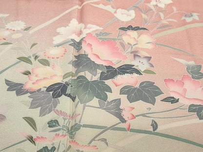 平和屋着物●訪問着　友禅　作家物　草花文　暈し染め　正絹　逸品　DAAY5221ud