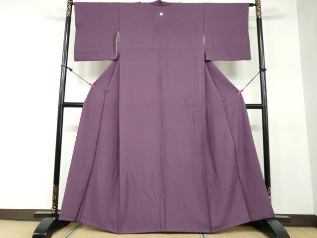 平和屋着物●上質な色無地　紋意匠　滅紫色　正絹　逸品　DAAY5226ud
