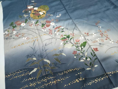 平和屋着物●訪問着 雪輪草花文 暈し染め 金彩 正絹 逸品 DAAY5233ud