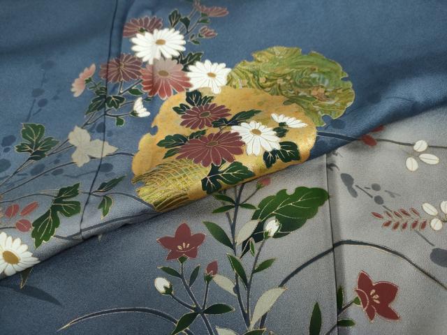 平和屋着物●訪問着 雪輪草花文 暈し染め 金彩 正絹 逸品 DAAY5233ud