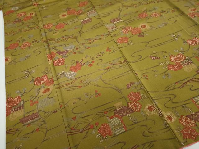 平和屋着物●上質な小紋　型染め　風景草花文　正絹　逸品　DAAY5238ud