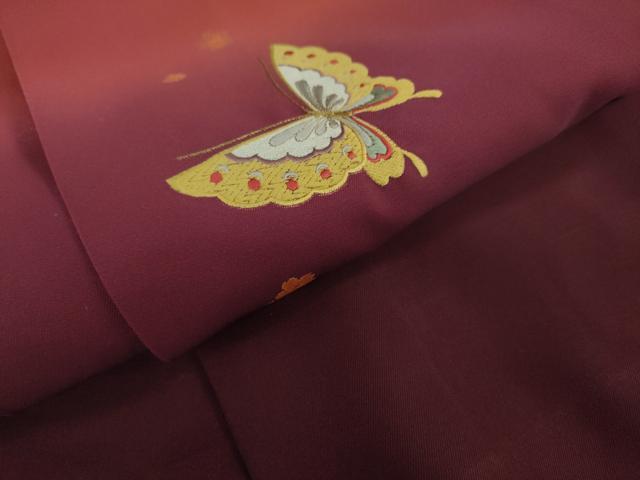 平和屋着物●女性 行灯袴 総刺繍 花蝶文 暈し染め 金糸 洗える着物 DAAY5255ud