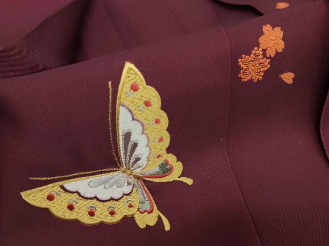平和屋着物●女性 行灯袴 総刺繍 花蝶文 暈し染め 金糸 洗える着物 DAAY5255ud