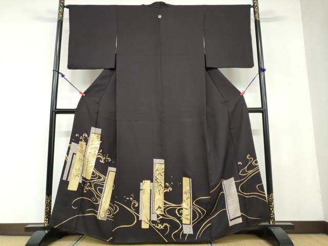 平和屋着物●豪華色留袖 駒刺繍 流水短冊飛鶴文 金彩 正絹 逸品 DAAY5261ud