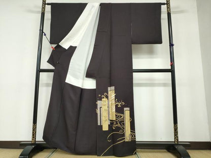 平和屋着物●豪華色留袖 駒刺繍 流水短冊飛鶴文 金彩 正絹 逸品 DAAY5261ud
