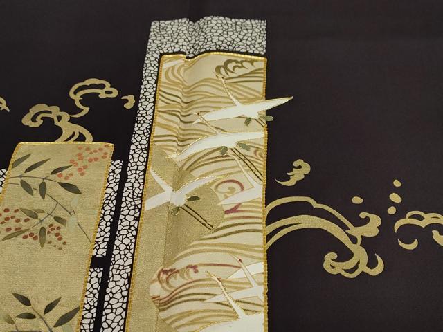 平和屋着物●豪華色留袖 駒刺繍 流水短冊飛鶴文 金彩 正絹 逸品 DAAY5261ud
