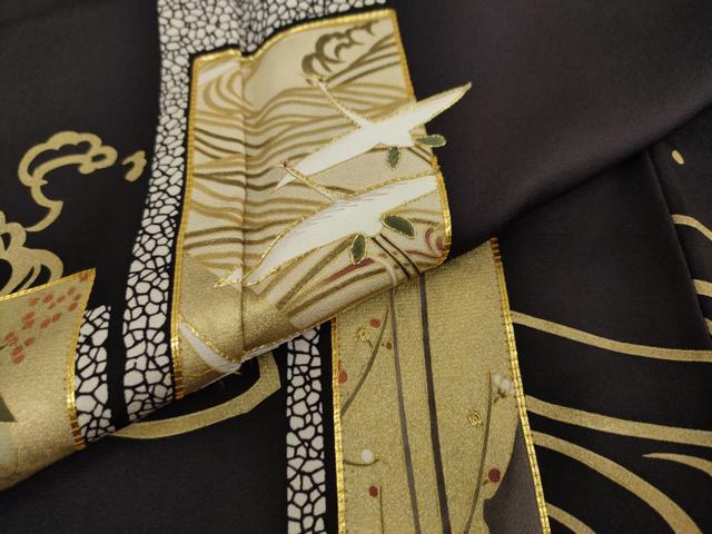 平和屋着物●豪華色留袖 駒刺繍 流水短冊飛鶴文 金彩 正絹 逸品 DAAY5261ud