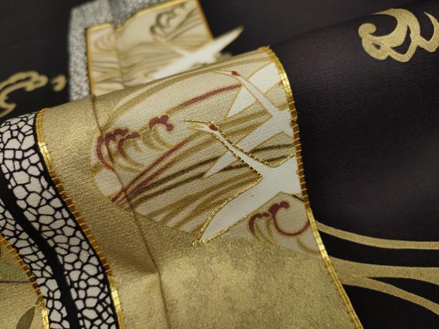 平和屋着物●豪華色留袖 駒刺繍 流水短冊飛鶴文 金彩 正絹 逸品 DAAY5261ud
