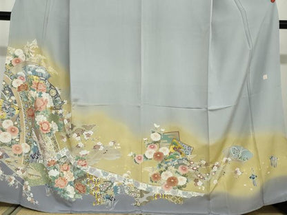 平和屋着物●豪華色留袖 作家物 駒刺繍 地紙吉祥草花文 暈し染め 金彩 正絹 逸品 未使用 DAAY5263ud