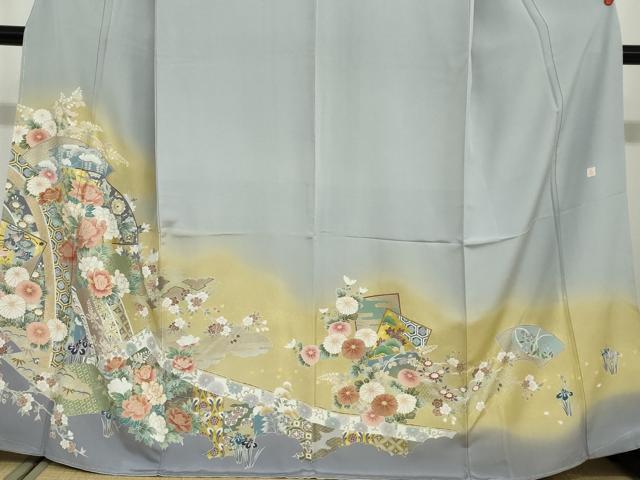 平和屋着物●豪華色留袖 作家物 駒刺繍 地紙吉祥草花文 暈し染め 金彩 正絹 逸品 未使用 DAAY5263ud