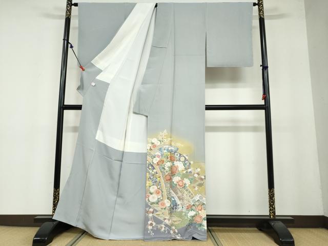 平和屋着物●豪華色留袖 作家物 駒刺繍 地紙吉祥草花文 暈し染め 金彩 正絹 逸品 未使用 DAAY5263ud