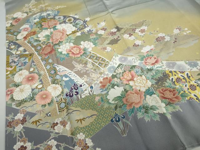 平和屋着物●豪華色留袖 作家物 駒刺繍 地紙吉祥草花文 暈し染め 金彩 正絹 逸品 未使用 DAAY5263ud