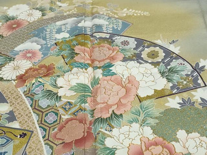 平和屋着物●豪華色留袖 作家物 駒刺繍 地紙吉祥草花文 暈し染め 金彩 正絹 逸品 未使用 DAAY5263ud