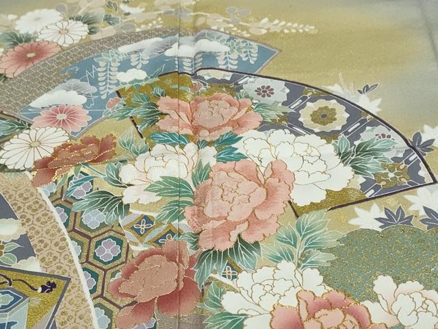 平和屋着物●豪華色留袖 作家物 駒刺繍 地紙吉祥草花文 暈し染め 金彩 正絹 逸品 未使用 DAAY5263ud
