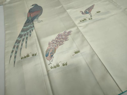平和屋着物●京の名門・菱屋六右ェ門 紬 色留訪問着 孔雀文 正絹 逸品 DAAY5272ud