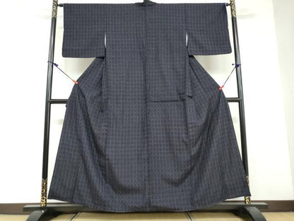 平和屋着物●結城紬　抽象文様　正絹　逸品　DAAY5294ud
