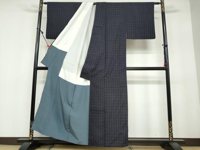 平和屋着物●結城紬　抽象文様　正絹　逸品　DAAY5294ud