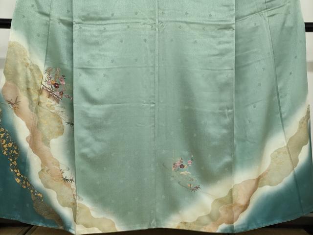 平和屋着物●訪問着　刺繍　立波草花文　暈し染め　金銀彩　正絹　逸品　DAAY5299ud