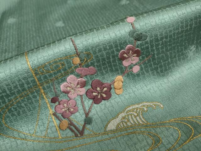 平和屋着物●訪問着　刺繍　立波草花文　暈し染め　金銀彩　正絹　逸品　DAAY5299ud