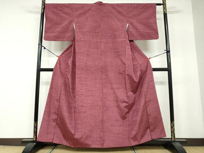 平和屋着物●上質な紬　小豆色　正絹　逸品　DAAY5337ud