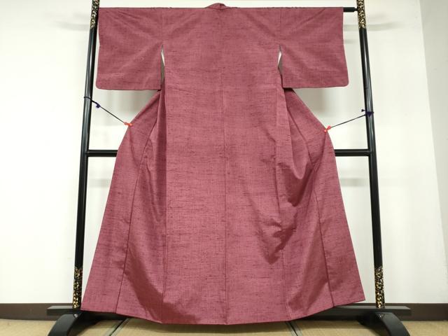 平和屋着物●上質な紬　小豆色　正絹　逸品　DAAY5337ud